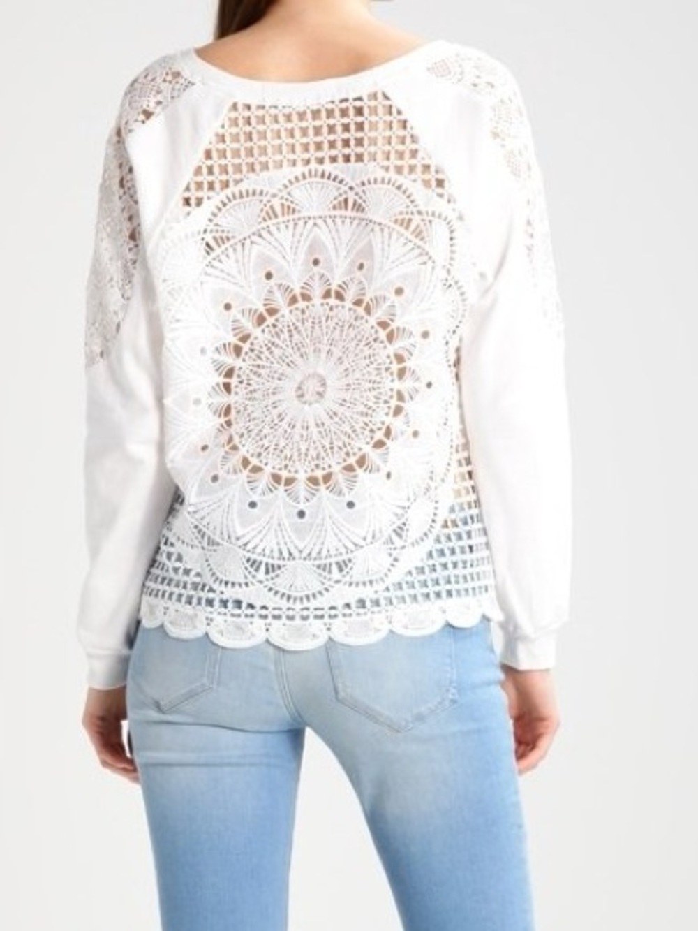 Desigual Mansion White Crochet Mandala Sweatshirt M